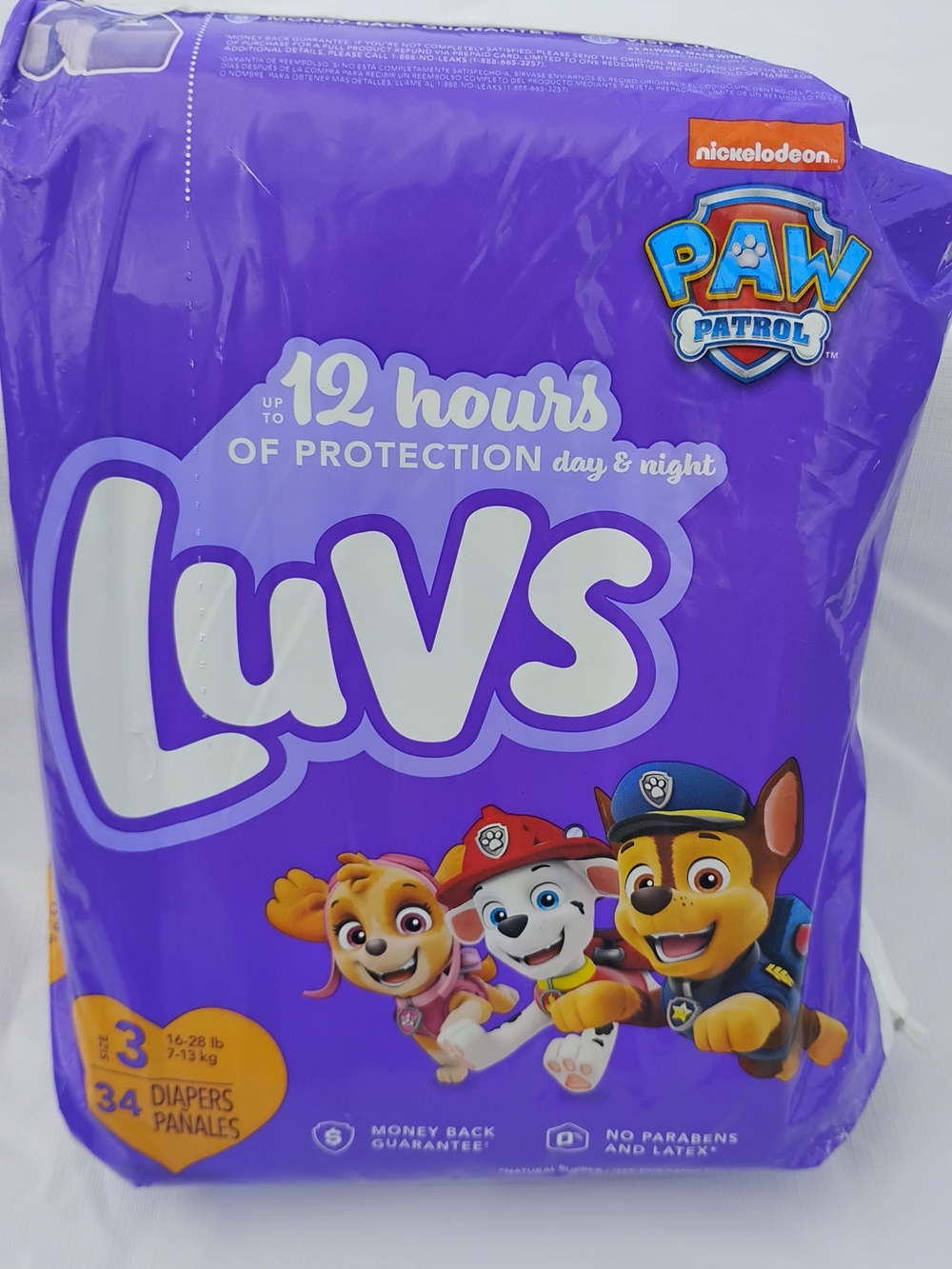 Luvs Paw Patrol Purple Diaper Pack Size 3 34ct
